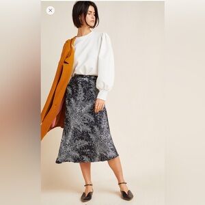 Bias Satin Midi Skirt